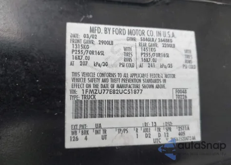 2002 Ford Explorer Sport Trac z USA, uszkodzony, nr VIN 1FMZU77E82UC51877